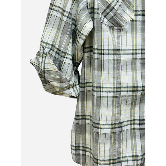 Lane Bryant Plaid‎ Button Down Shirt 18/20 Black White Yellow Plus Size - Picture 3 of 8